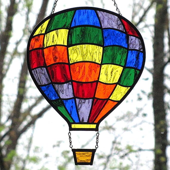 Stained Glass Rainbow Hot Air Balloon Suncatcher