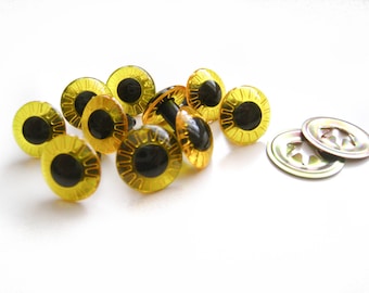 CLEARANCE 14 mm, 3 Pairs Yellow Iris Plastic Doll Eyes with Metal Secure Back 5/8"