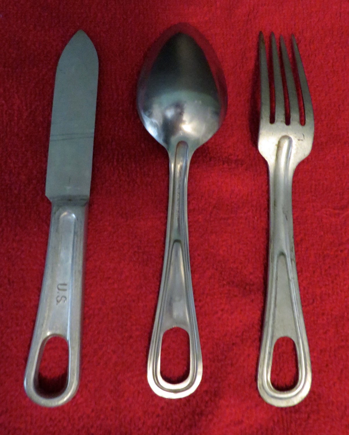 Army Mess Kit Utensils WW2 Set of Knife Fork Spoon US