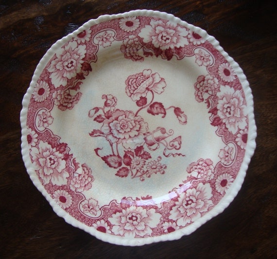 Wood & Sons England Woods Ware Cambridge Pattern Red and White