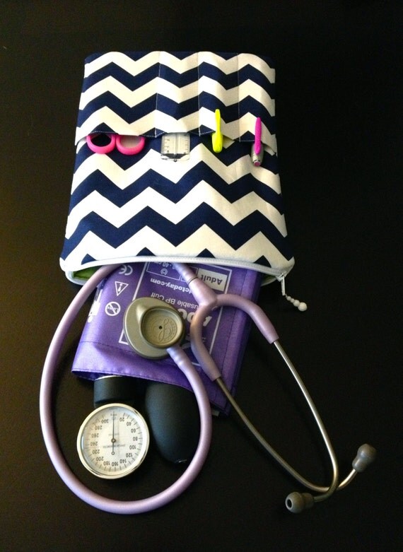 navy chevron nursing purse / AnyCase nurse stethoscope