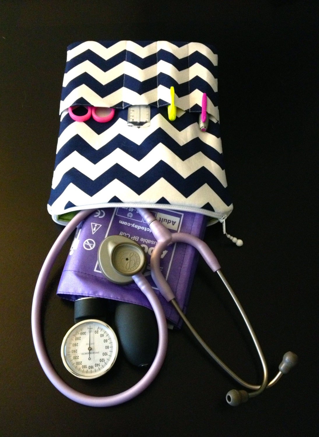 navy chevron nursing purse / AnyCase nurse stethoscope