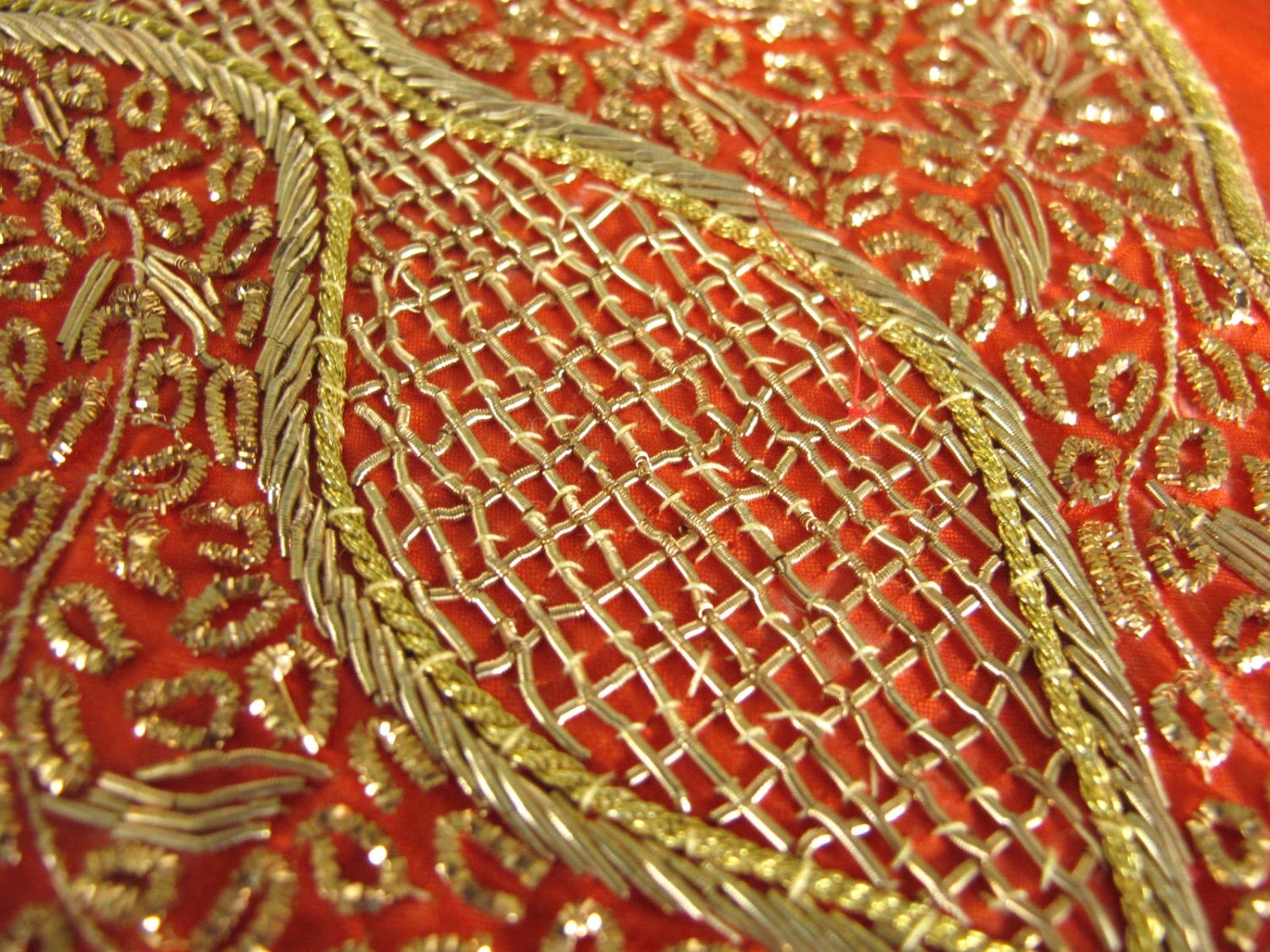 Mughal Silk Embroidery Vintage Applique Bib Yoke Or Bodice