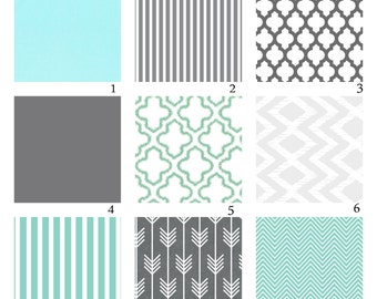 Custom Crib Bedding-3 piece-Mint and Grey