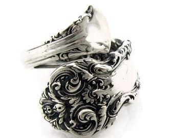 French Renaissance Sterling Silver Size 5 - 8 Demitasse Spoon Ring