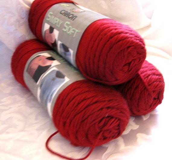 Caron Simply Soft yarn Autumn red worsted weight by crochetgal