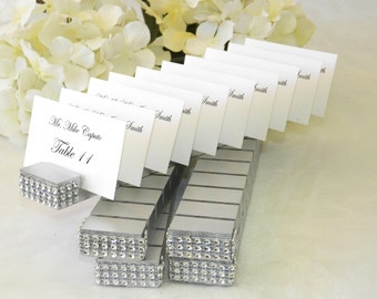 Place card holder + Silver Plank Place Card Holder trimmed with a crystal wrap on the front