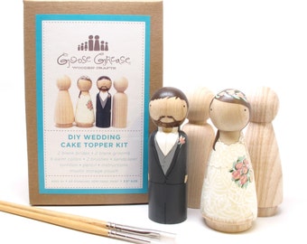 Cake Topper Wedding Cake Topper Wooden Cake Topper Kit Extra Couple Do-It-Yourself Custom Wedding Cake Topper Fair Trade Dolls Goose Grease