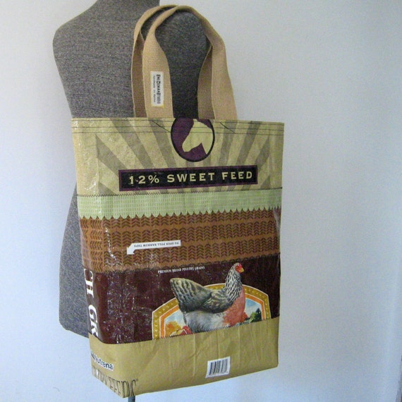 Recycled Chicken Feed Bag Tote