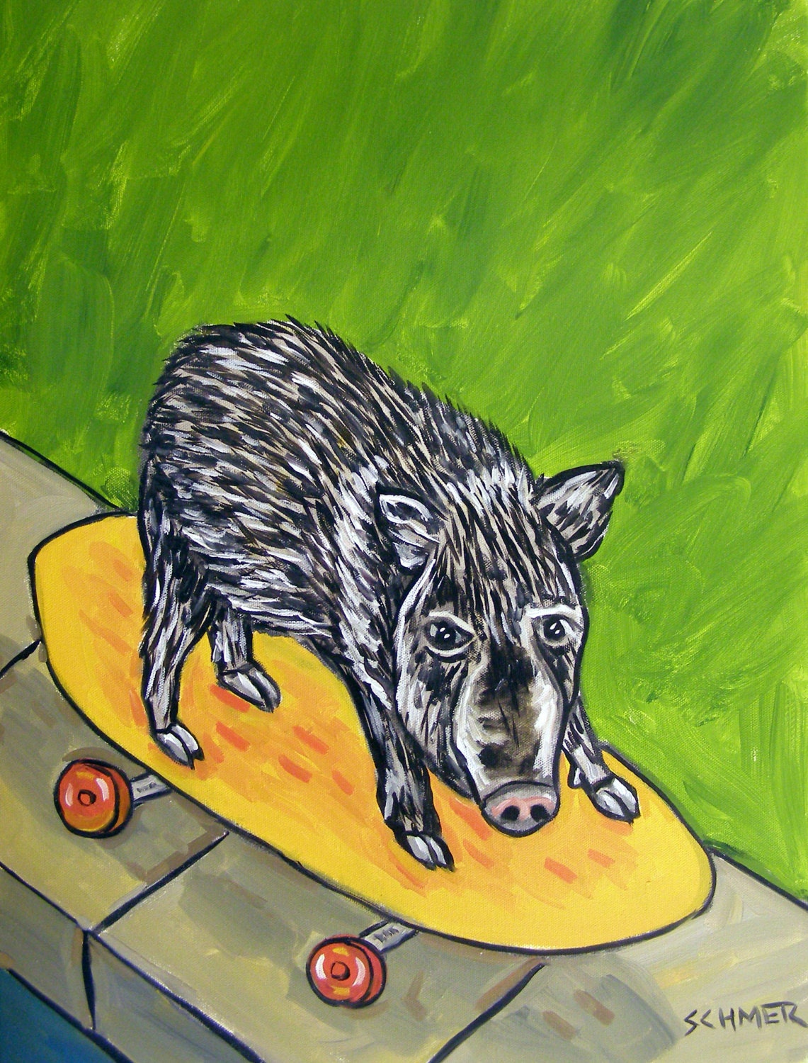 Javelina art PRINT poster gift modern folk skateboarding