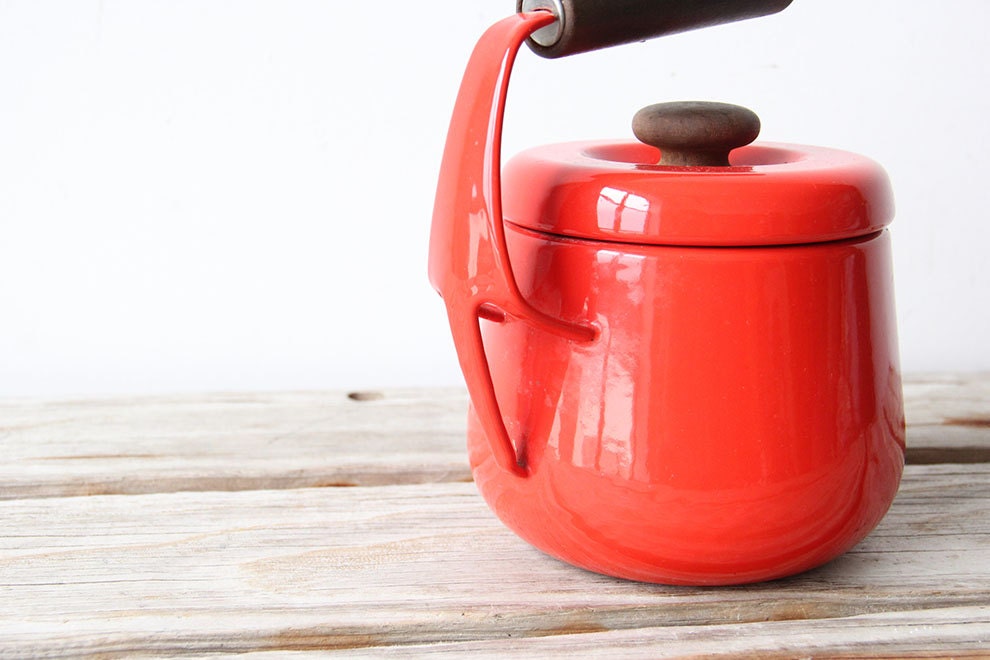 Rare Red Kobenstyle Dansk Kettle Teapot