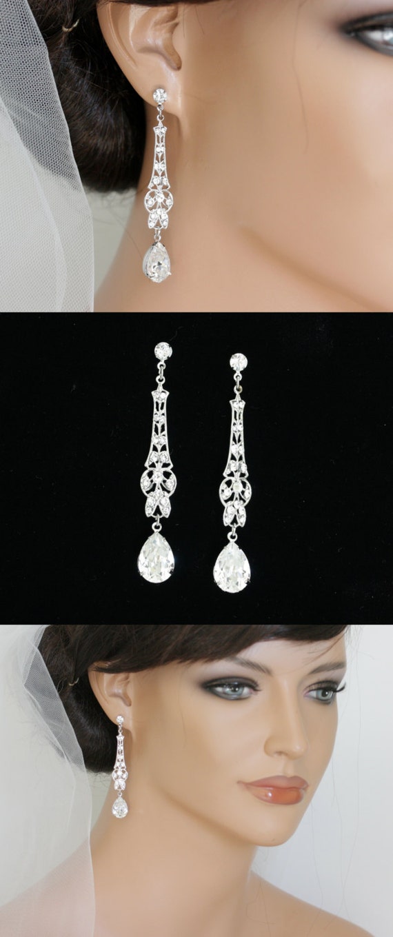 Art Deco Earrings Bridal Earrings Crystal Wedding Earrings