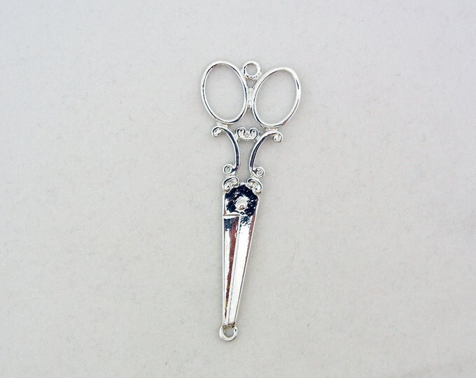 Silver-tone Scissor Connector Charm