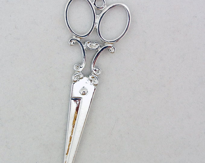 Silver-tone Scissor Connector Charm