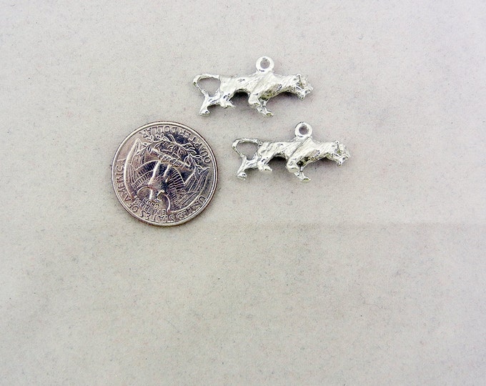 Pair of Silver-tone Pewter Tiger Charms