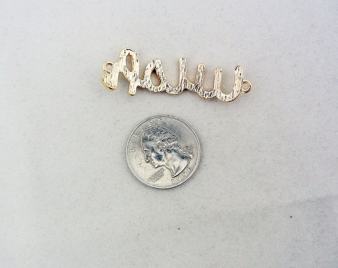 Gold-tone Word Wish Connector Pendant