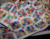 Modern Postage Stamp Quilt/Throw - Designer Prints - Bold Colors