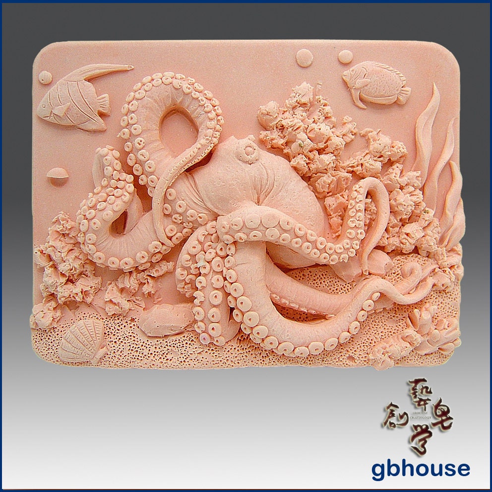 2D Silicone Soap Mold Octopus on Coral Reef
