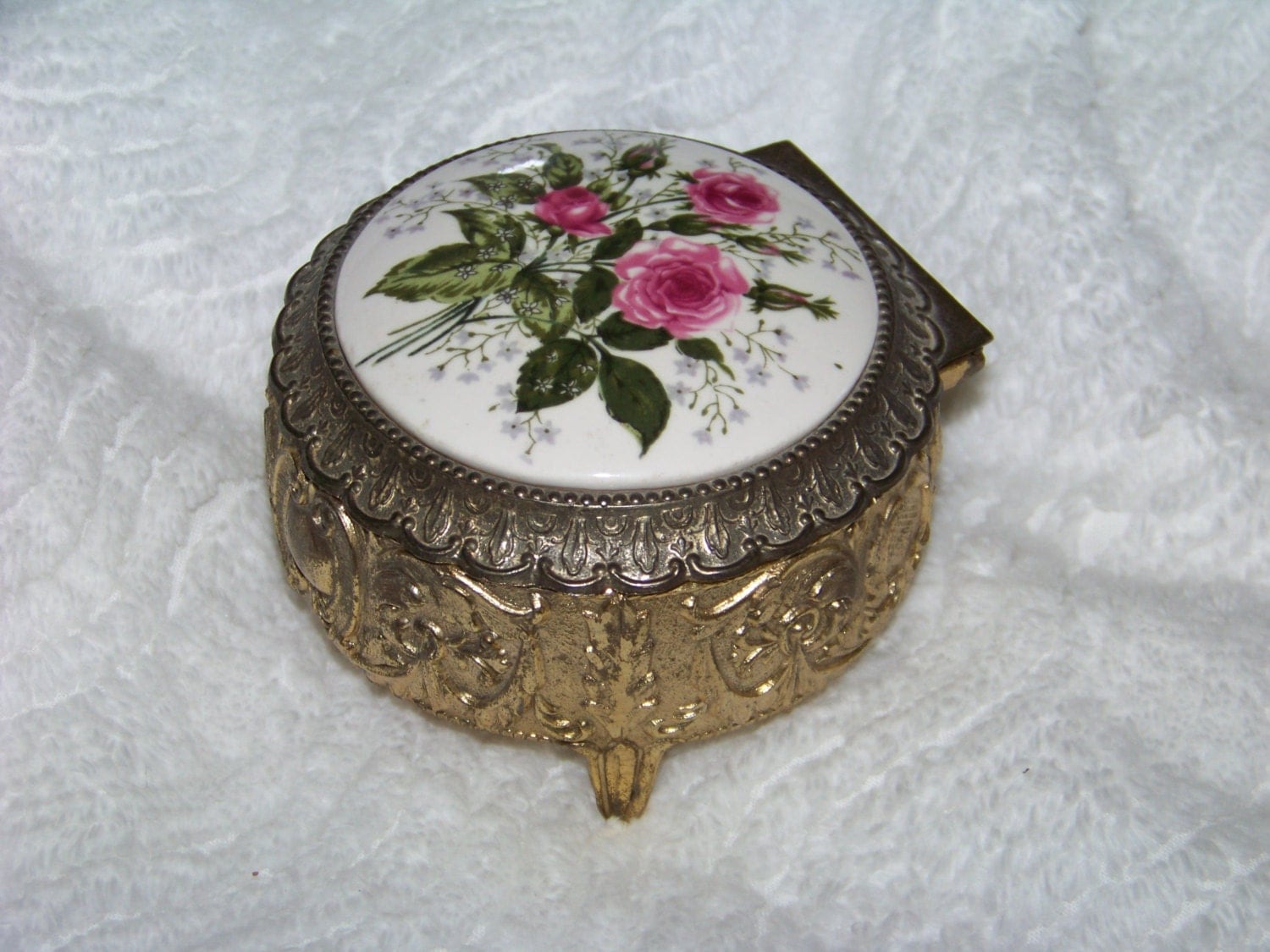 Vintage Trinket Box with Roses