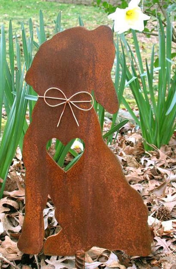 Beagle Dog Metal Garden Stake Metal Yard Art Metal Garden