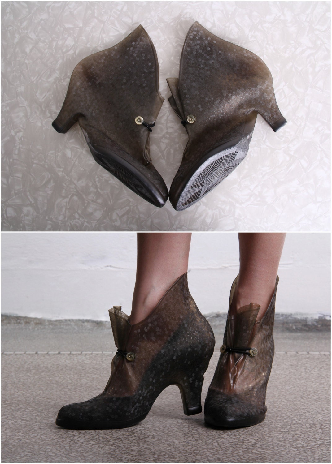 Vintage Galoshes . High Heel Covers . Rainy Weather Wear
