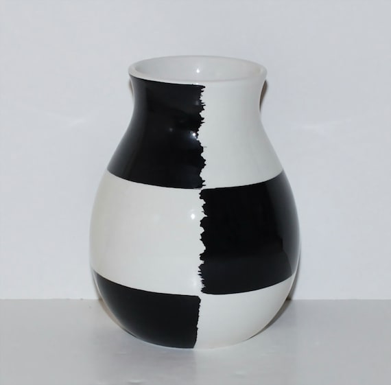 Bitossi Italy Pottery Black & White Checkered Vase