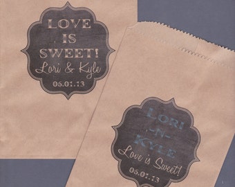 Candy Buffet Bag, Kraft Paper Bag, Custom Candy Bag, Cookie Bag, Candy Bag, Favor Bag, Treat Bag, Personalized, Chalkboard, Chalk Set of 40