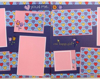 YOU & ME 12 x 12 premade scrapbook pages - girl