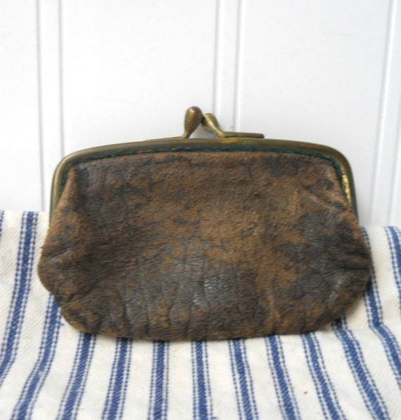 Vintage small leather coin purse change purse by hopeandjoyhome