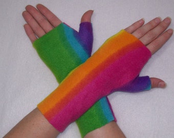 Fingerless Gloves Fleece Hand-Wrist Warmer/gauntlets Black