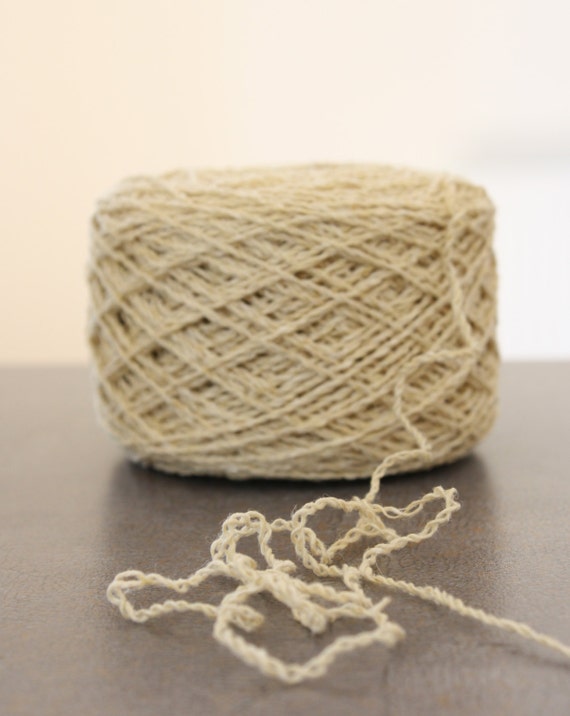 Items similar to Wool Silk Elastic Yarn Two Ply Natural Off White
