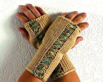 Knit Fingerless Gloves Beige Gloves Winter Accessories Womens Tan Winter Gloves Warm Gloves Cable Fingerless Gloves Texting Gloves