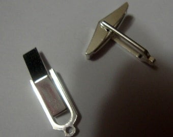 Cufflink backs ready for beading or wire wrapping - solid eco friendly sterling silver recyled sources - 1 pair