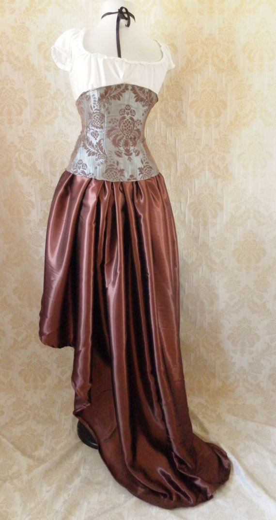 Taffeta Walking Skirt Tiered Long Victorian by AliceAndWillow