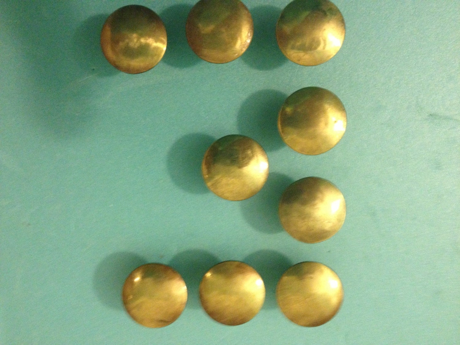 1 Small Brass Finish Button Knob Cabinet Knob Antique Drawer Knob