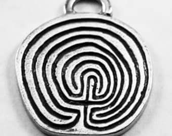 Labyrinth or maze Australian pewter necklace pendant R412