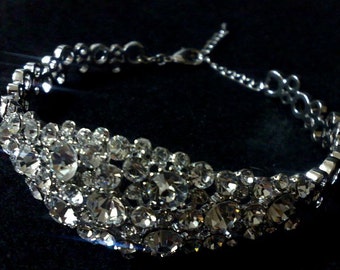 Crystal Bridal Bracelet, Art Deco Wedding Bracelet, Gatsby Bracelet, Bridal Jewelry, Swarovski Wedding Jewelry, Statement Bracelet, NECKTIE