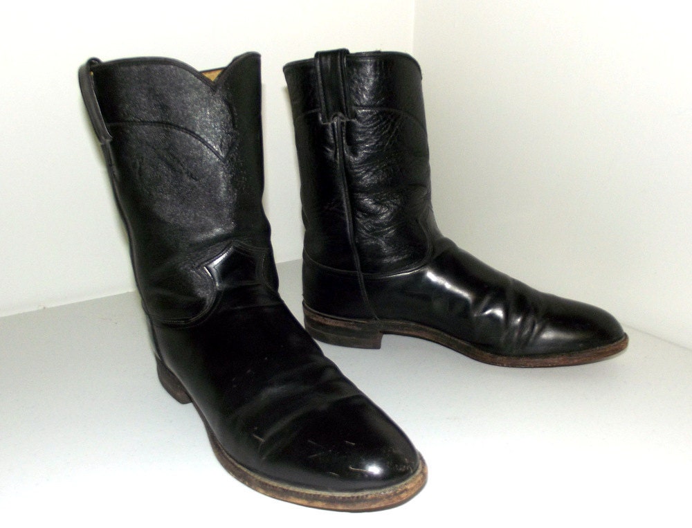 Black Roper style cowboy Boots Justin brand by honeyblossomstudio