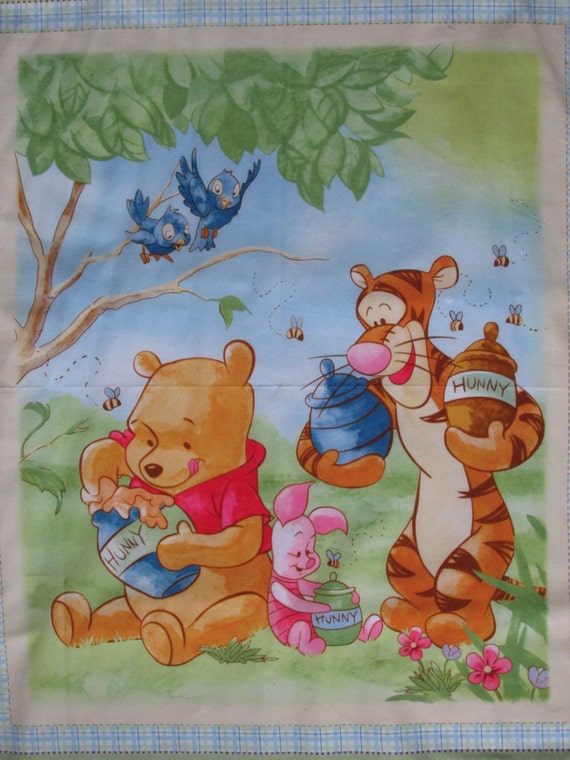 Winnie the Pooh Wall Hanging Crib Quilt Fabric Panel 45