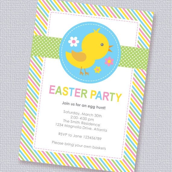 Chick Easter Egg Hunt or Party Invitation Printable Personalized (Digital File) Il_570xn