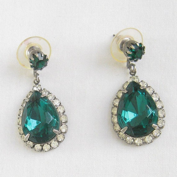 Vintage Emerald Green Cut Glass and Clear by MyVintageJewels