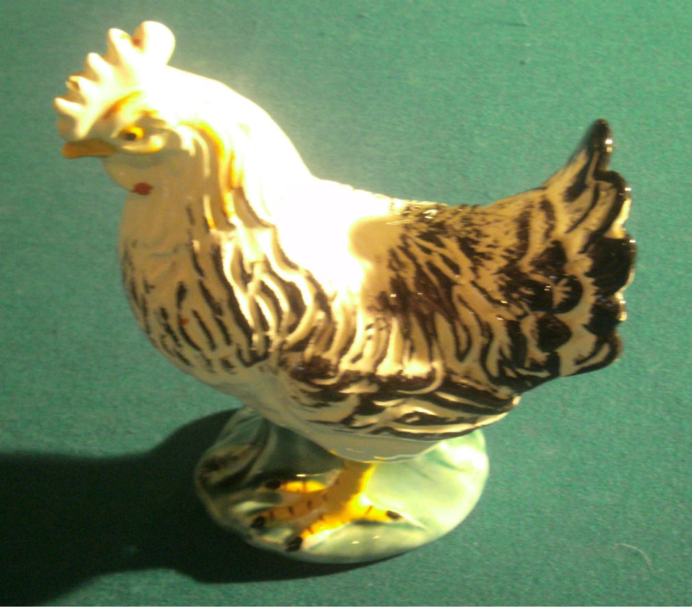 black and white ceramic rooster