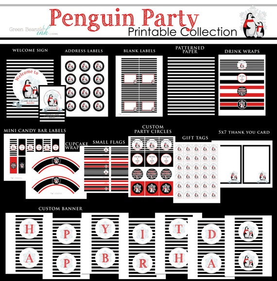 PENGUIN BIRTHDAY Printable Party Decor Package - Boy or Girl Il_570xn