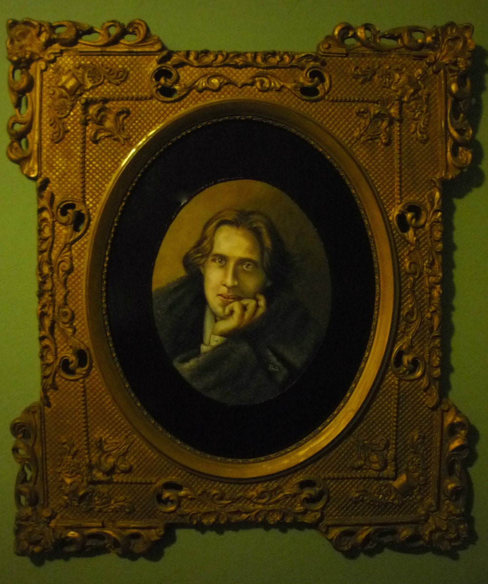 Oscar Wilde Oil Painting Portrait in Victorian Era Frame