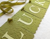 Lucky Banner - Embossed Shamrocks - READY TO SHIP - St Patrick's Day Decoration Party Garland Decor Lucky Garland Holiday Banner Il_170x135