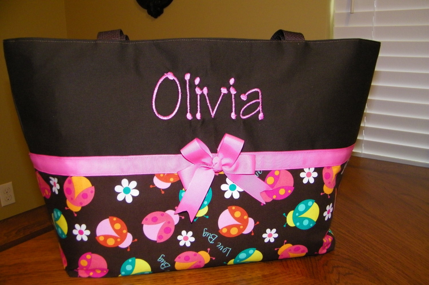 Personalized girl diaper bag... Large bag......Pink and brown