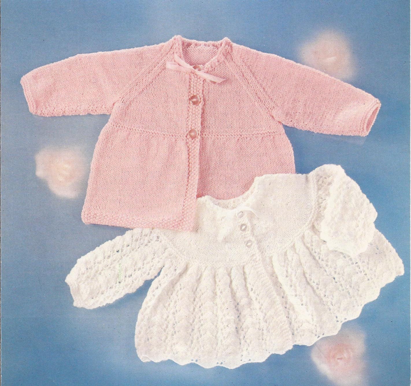 PDF Knitting Pattern Baby Matinee Coat and Angel Top to fit