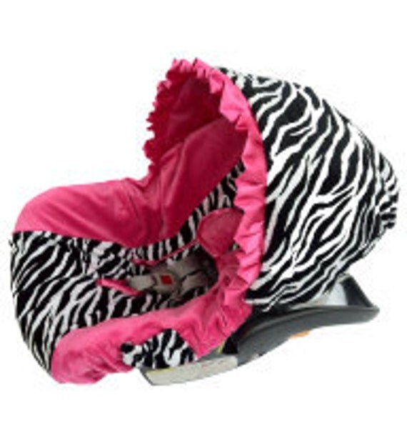 Zebra Hot Pink Infant Car Seat Cover Baby by loveablebabyboutique