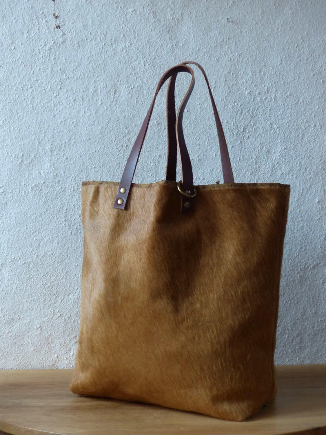 cowhide big shop bag