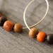 Wooden beaded hoop earrings